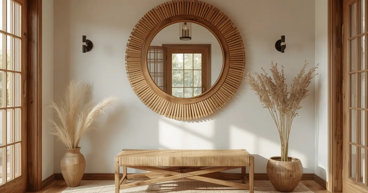 Wood Slat Framed Mirror