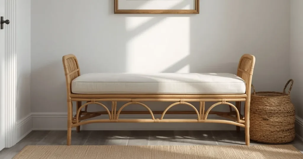 Woven Rattan Bench