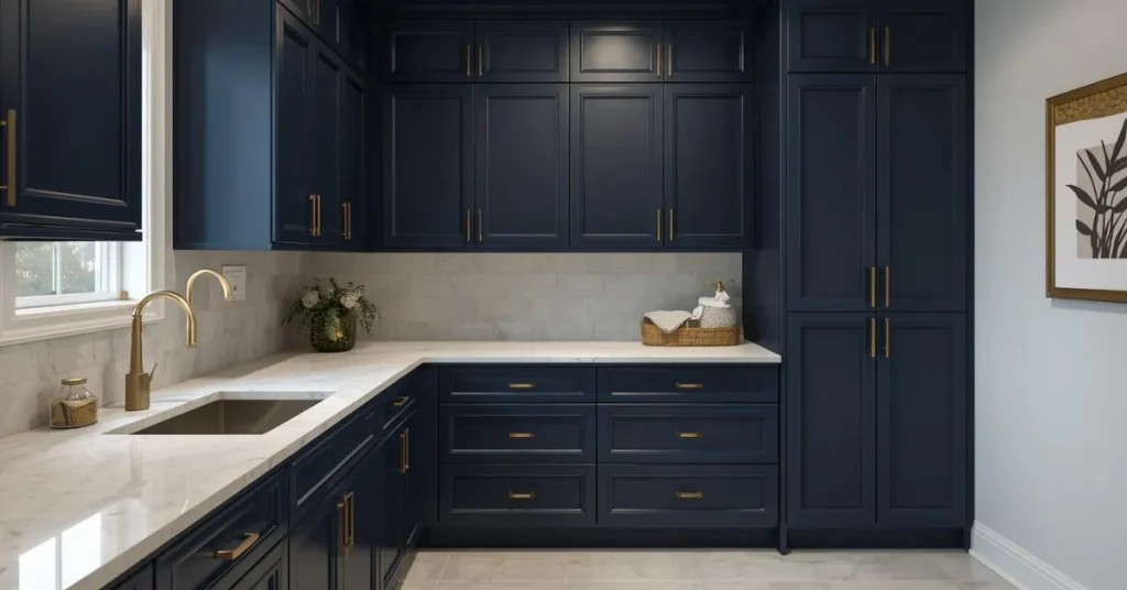 Bold Navy Cabinets